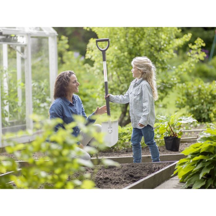 Лопата штыковая, эргономичный стальной черенок, с ручкой