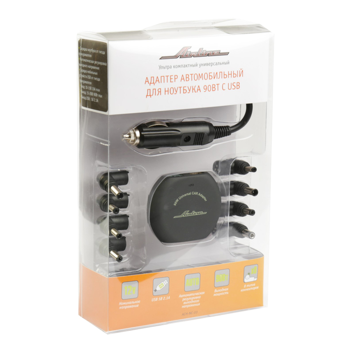 Автомобильное зарядное устройство для ноутбука универсальный 90Вт с USB Airline ACH-NC-03