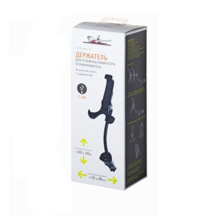 Держатель для телефона в прикуриватель с зарядкой USB Airline AMS-F-06