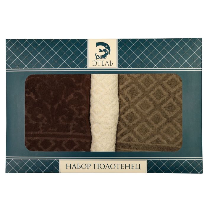 Набор полотенец "Этель" Барокко, размер 30х70 см-1 шт., 50х90 см-2 шт., 400 г/м2