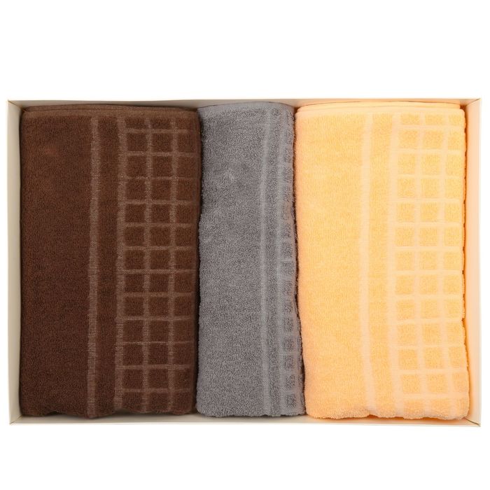 Набор полотенец "Этель" Гармония, размер 30х70 см-1 шт., 50х90 см-2 шт., 400 г/м2