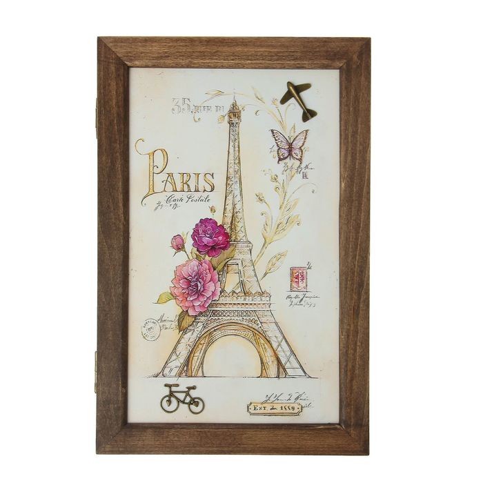 Ключница дерево "Париж башня" с накладными элементами 29х19х6 см