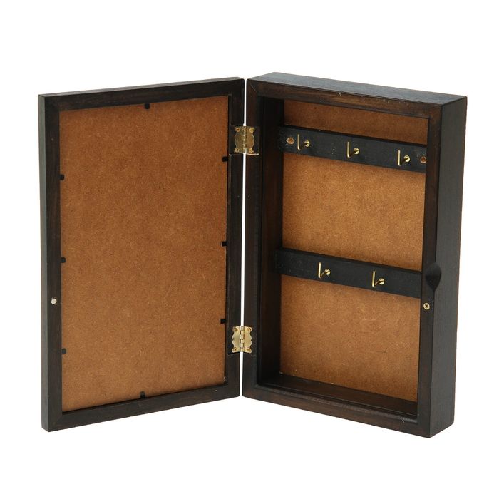 Ключница дерево "Зебры на коже" вставка кожа 29х19х6 см