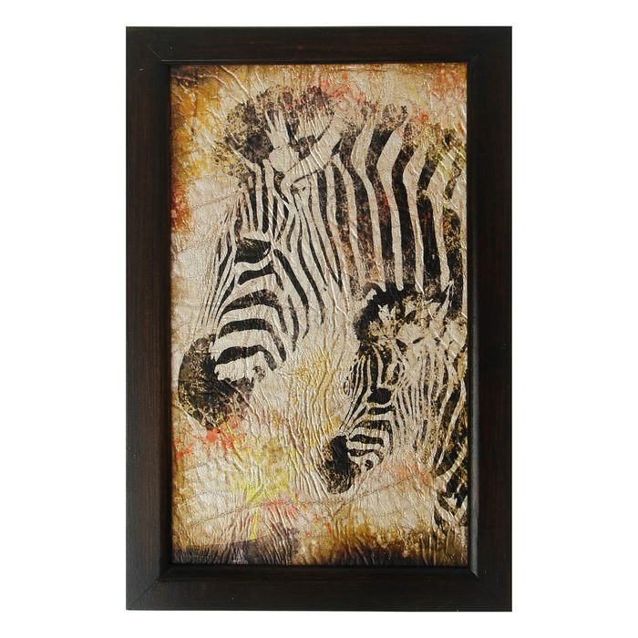 Ключница дерево "Зебры большие на коже" вставка кожа 29х19х6 см