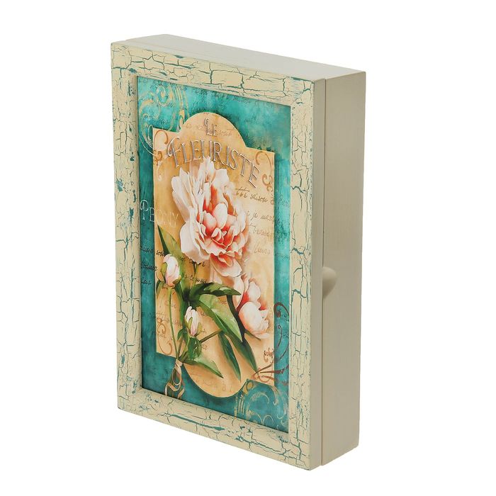 Ключница дерево "Розовый пион" 29х19х6 см