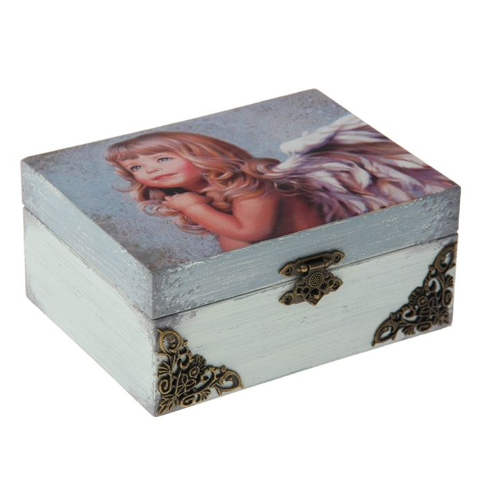 Шкатулка дерево "Ангел" с накладными элементами 17х13х7,5 см