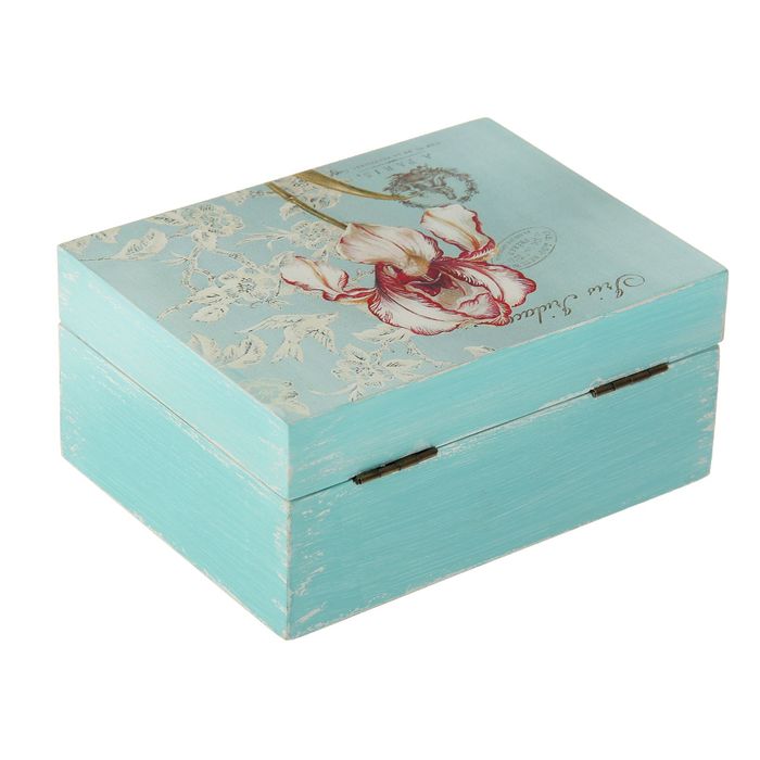 Шкатулка дерево "Ирис" с накладными элементами 17х13х7,5 см