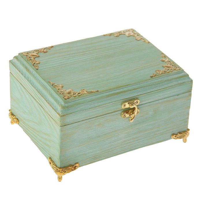 Шкатулка дерево "Фаворитка" с накладными элементами золото 16х12х7,5 см
