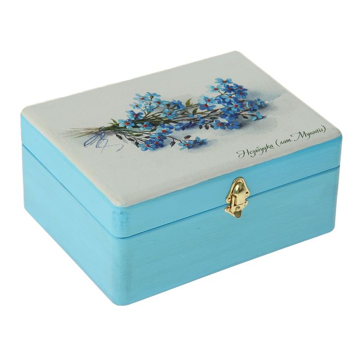 Шкатулка дерево "Незабудка" 17х13х6,5 см