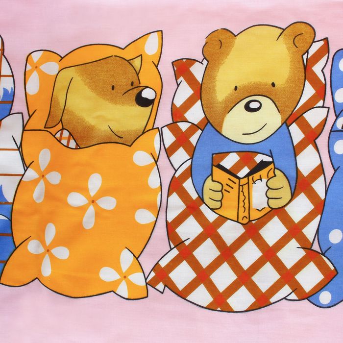 Комплект в кроватку (7 предметов), цвет розовый, принт мишки 08502-06