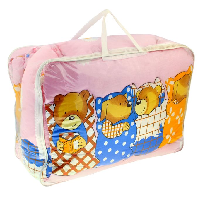 Комплект в кроватку (7 предметов), цвет розовый, принт мишки 08502-06