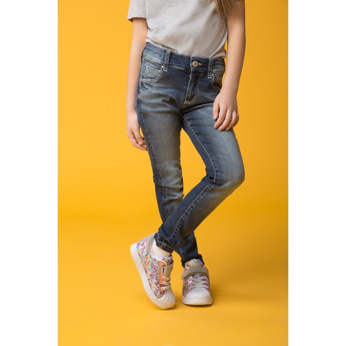 Джинсы для девочки, рост 122 см, цвет синий 4162