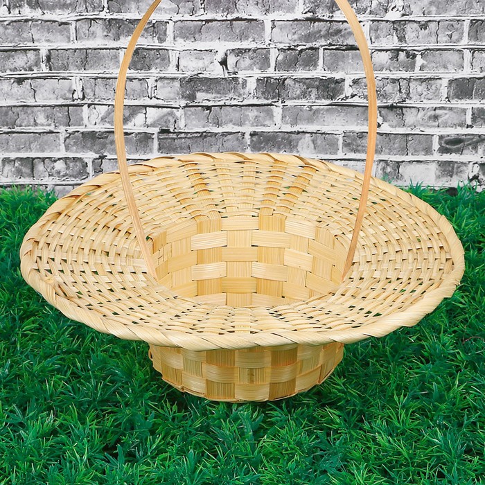 Корзинка «Шляпа», с ручкой, D=27 см, Н=8,5 см, бамбук