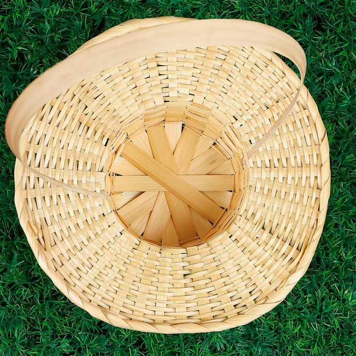 Корзинка «Шляпа», с ручкой, D=27 см, Н=8,5 см, бамбук