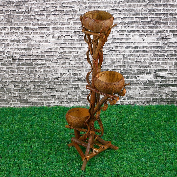 Кашпо «Дерево», 32х20 см, Н=76 см, лянь, кокосовая скорлупа