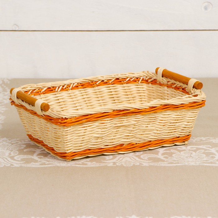 Поднос «Завтрак», с ручками, 25х18х7 см, ротанг