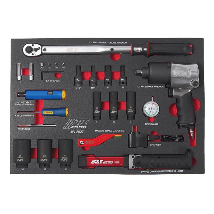 Набор инструмента универсальный JTC, с пневмогайковертом, в ложементе, 27 предметов