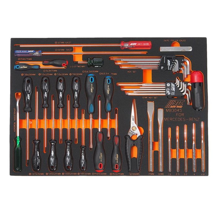 Набор инструмента универсальный JTC, комплектация Mercedes Benz, в ложементе, 45 предметов