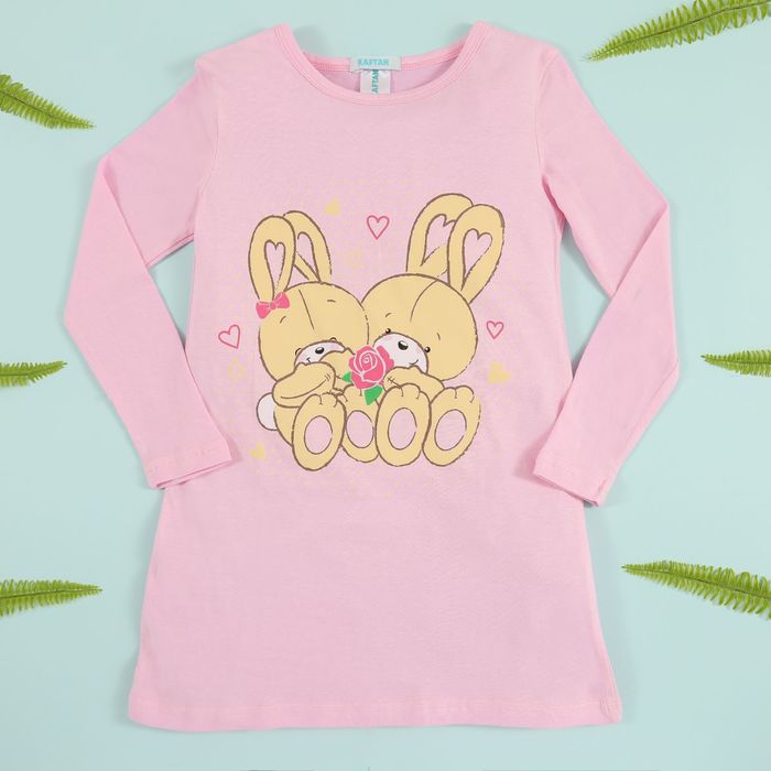 Платье-туника KAFTAN "Зайчата" (П2), рост 122-128 (34), 7-8 лет, цвет розовый, 100% хлопок