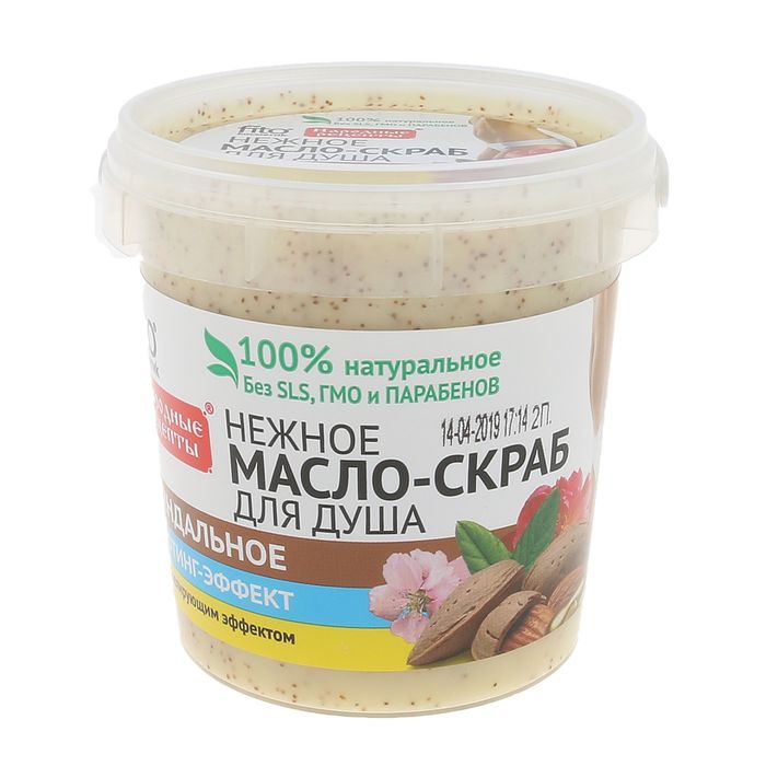 Нежное масло – скраб для душа  миндальное серии "Народные рецепты", банка, 155 мл