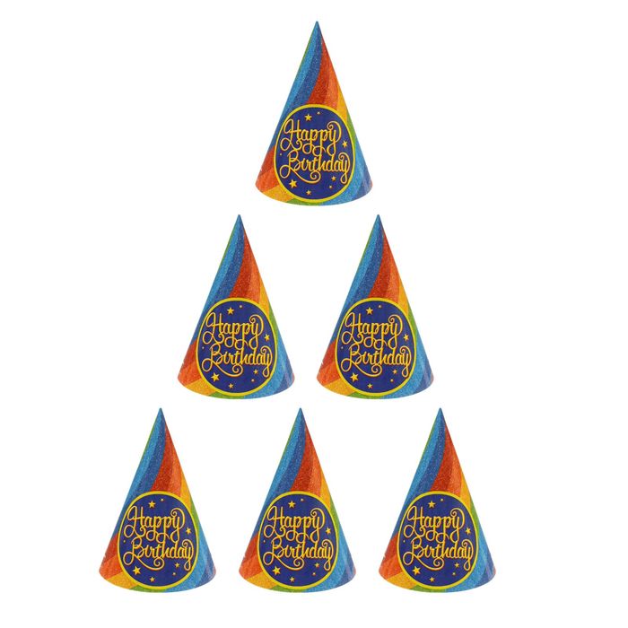 Колпак бумажный "С Днем рождения" радуга