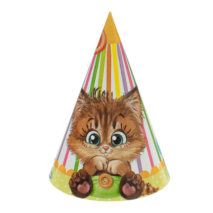 Колпак бумажный "Котенок" (набор 6 шт)