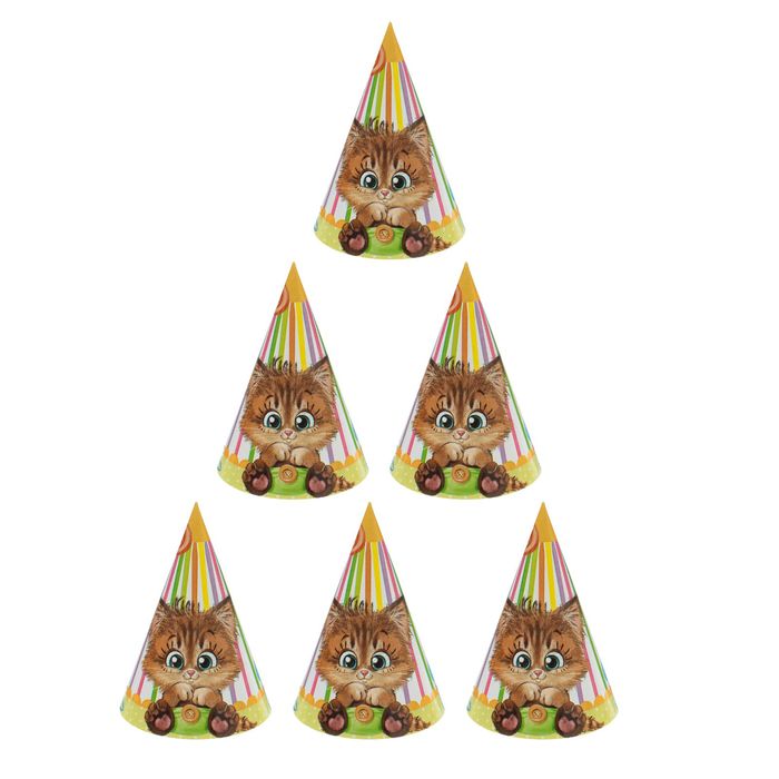 Колпак бумажный "Котенок" (набор 6 шт)