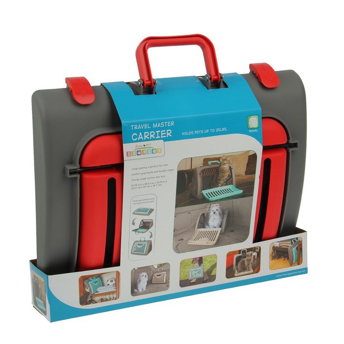 Переноска складная ультракомпактная для животных, 47 х 36 х 39 см, красная