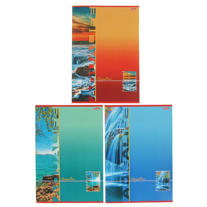 Тетрадь А4, 80 листов клетка "Аквалайф", выборочный лак, картонная обложка, МИКС