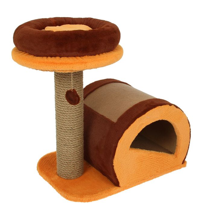 Комплекс с полукруглым домиком, 55 х 39 х 50 см, джут, микс цветов