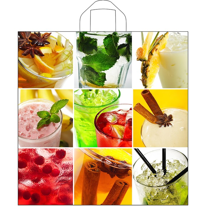 Пакет "Коктейль-Микс", полиэтиленовый с петлевой ручкой, 42х44 см, 65 мкм