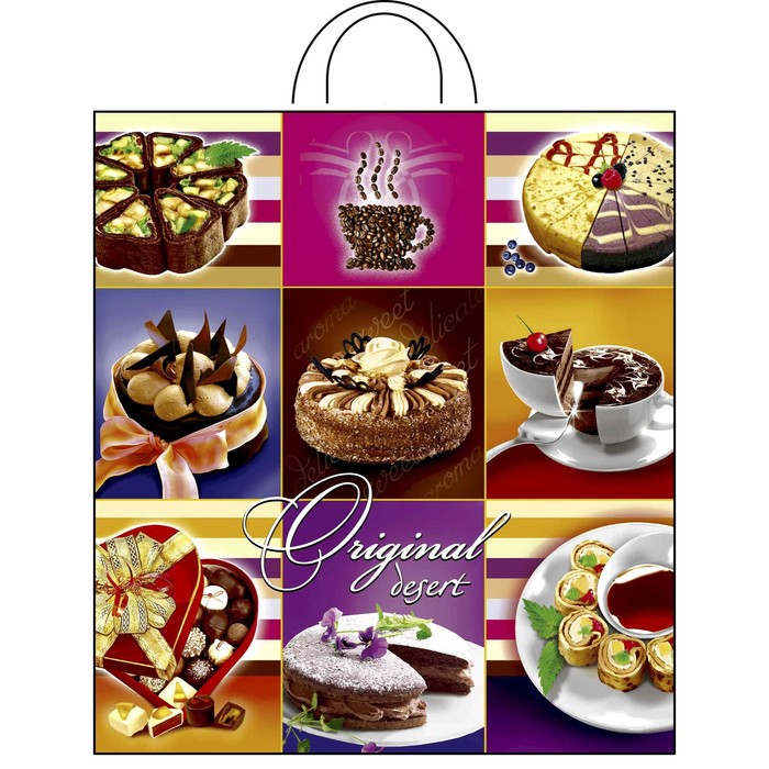 Пакет "Десерт", полиэтиленовый с петлевой ручкой, 38х42 см, 40 мкм