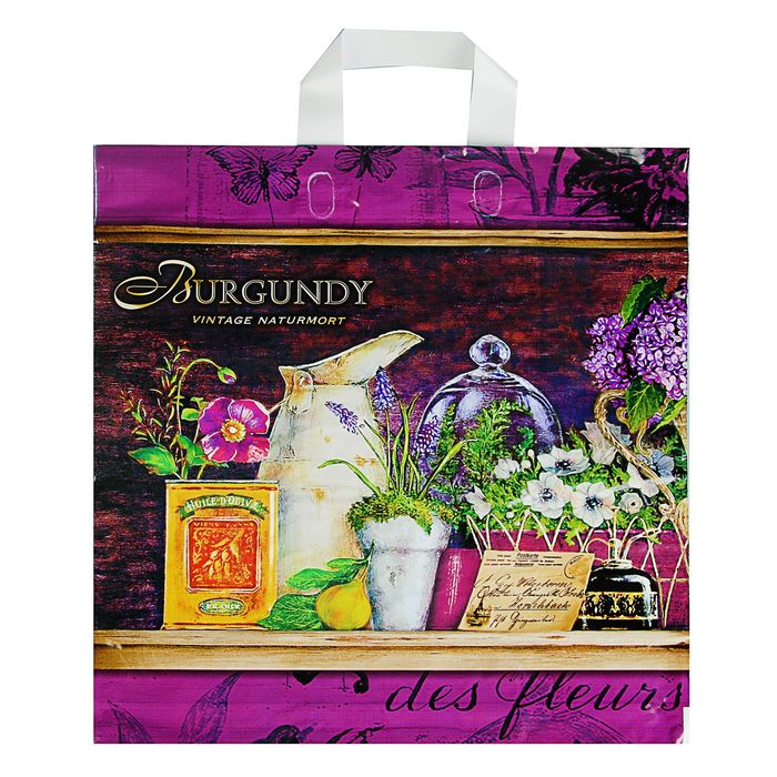 Пакет "Буругундия", полиэтиленовый с петлевой ручкой, 40х42 см, 45 мкм