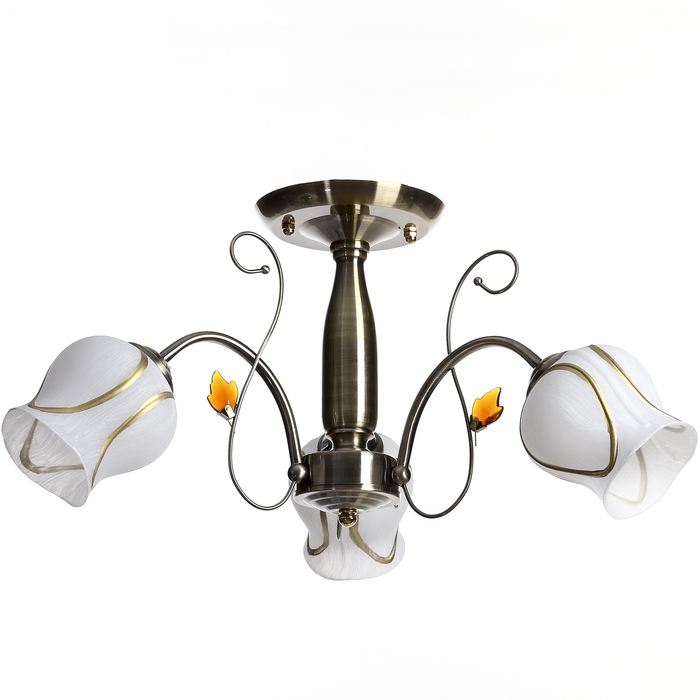 Люстра "Пеония" 3 лампы 40Вт Е27 античная бронза 57х57х31