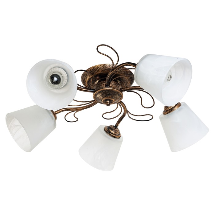 Люстра "Алетто"  5 ламп 60Вт Е27 золото коричневый