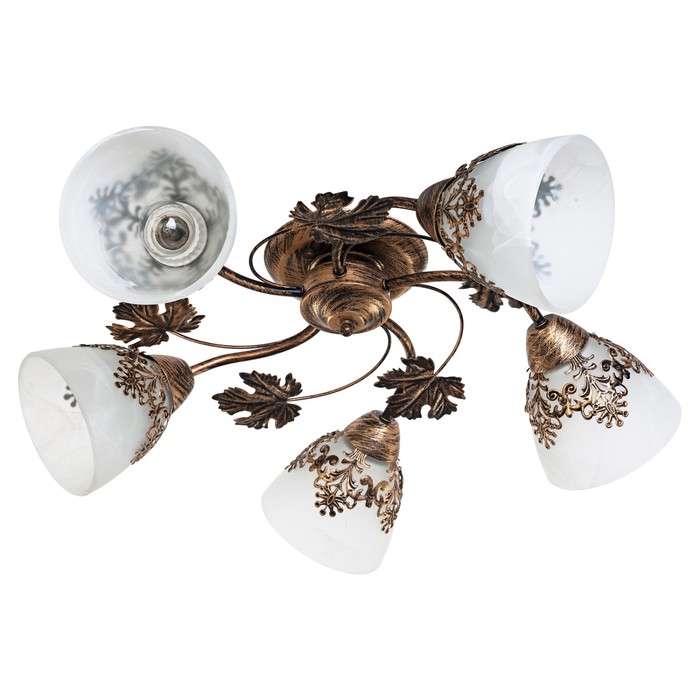 Люстра "Шелли"  5 ламп 60Вт Е27 золото коричневый 65х65х20