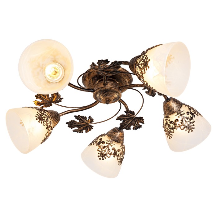 Люстра "Шелли" 5 ламп 60Вт Е27 золото коричневый 65х65х20