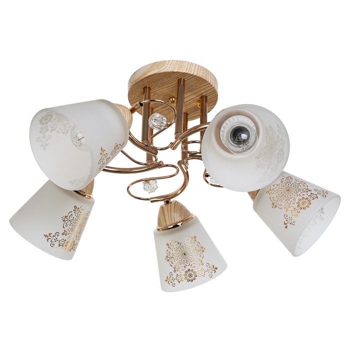Люстра "Алтелия" 5 ламп 40Вт Е27 золото-бежевый 55х55х27
