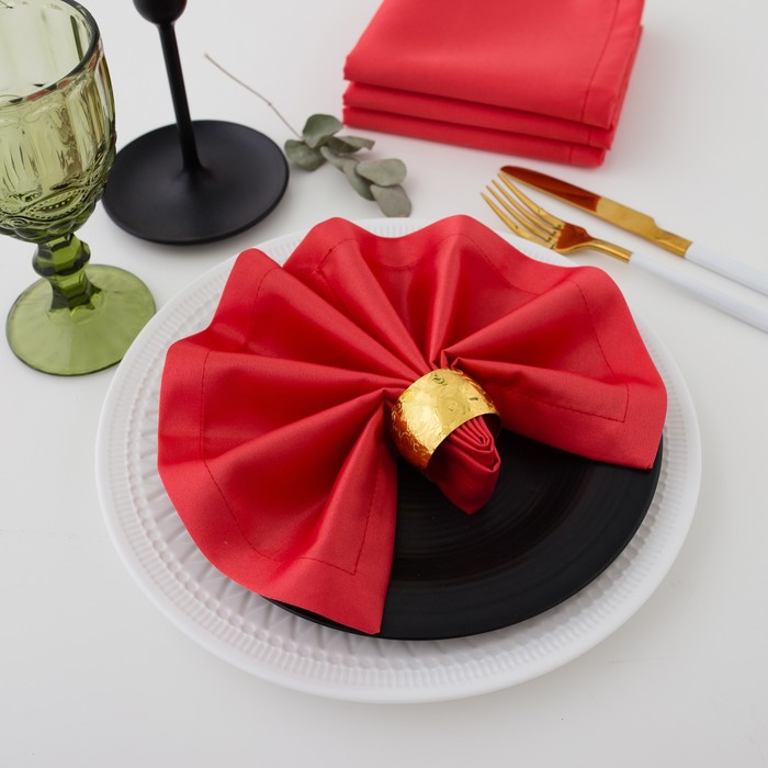 Набор салфеток "Этель" однотонных 32х32 см - 4 шт., цвет лососевый, пл. 192 г/м2, хл. с ГМО