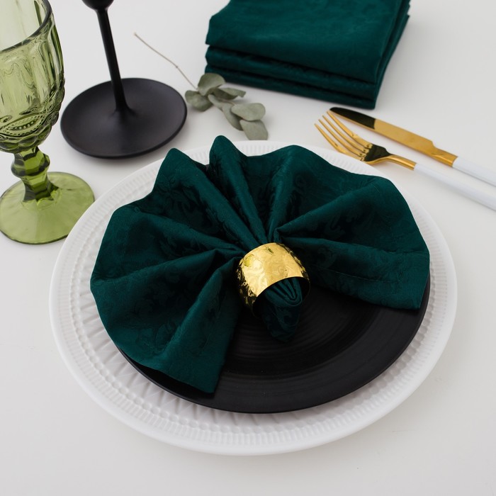 Набор салфеток "Этель" Роскошь 32х32 см - 4 шт., цвет Тёмно-зелёный, пл. 192 г/м2, хл. с ГМО