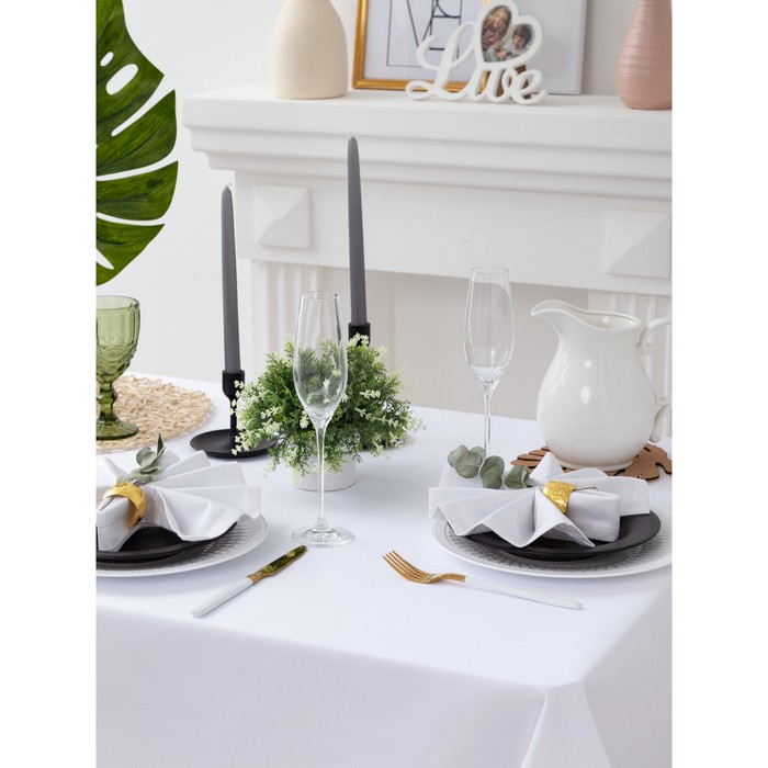 Скатерть "Этель" 150х150 см, однотонная цвет белый, пл. 192 г/м2, хл. с ГМО