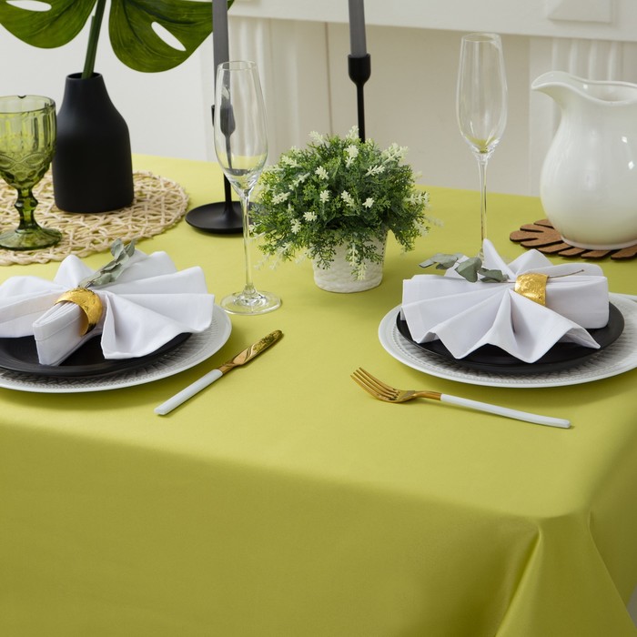 Скатерть "Этель" 150х150 см, однотонная цвет салатовый, пл. 192 г/м2, хл. с ГМО