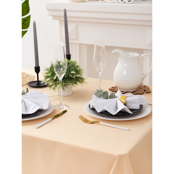 Скатерть "Этель" 150х200 см, однотонная цвет бежевый, пл. 192 г/м2, хл. с ГМО