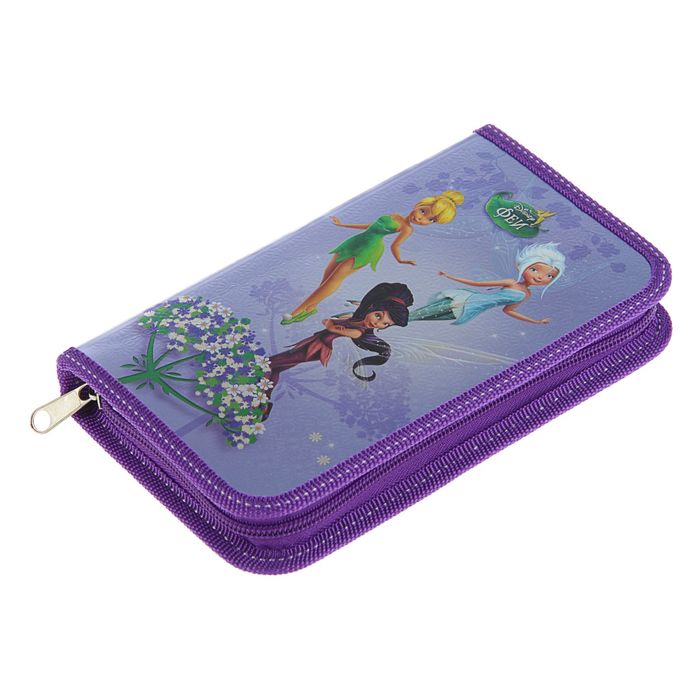 Пенал с наполнением 1 секция 90x190 мм Disney "Феи" 9 предметов, фольга + конгрев, полипропилен