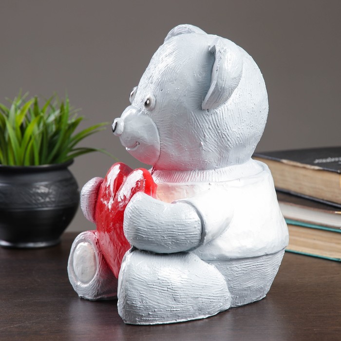 Копилка "Мишка с сердцем" серый 27см