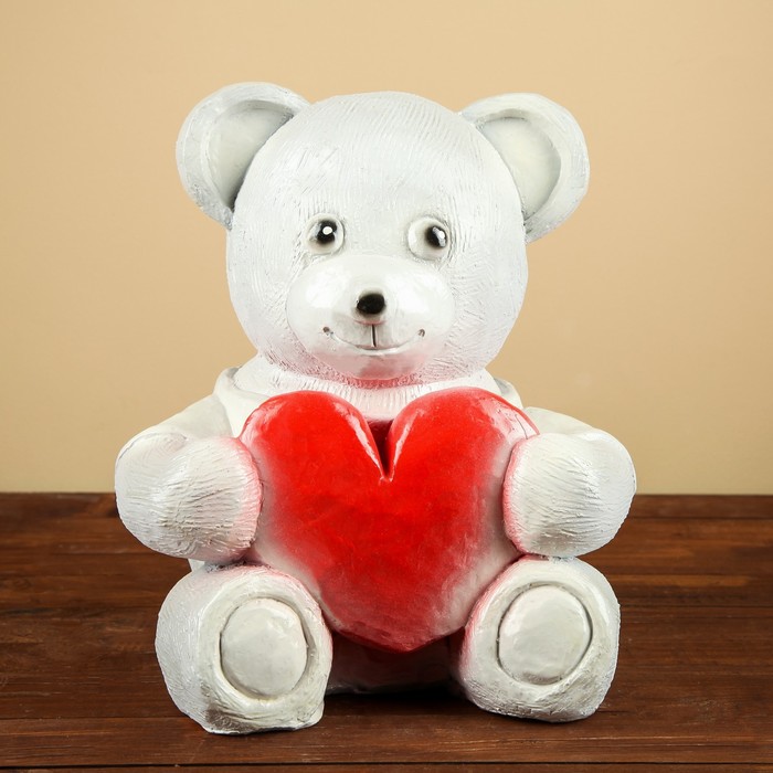 Копилка "Мишка с сердцем" серый 27см