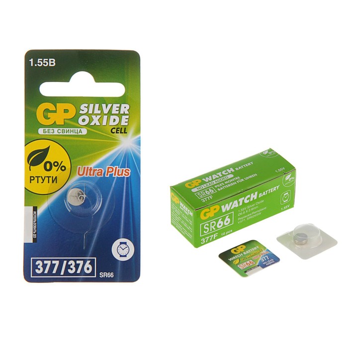 Батарейка алкалиновая GP Ultra Plus, SR66, 377/376-1BL, блистер, 1 шт.