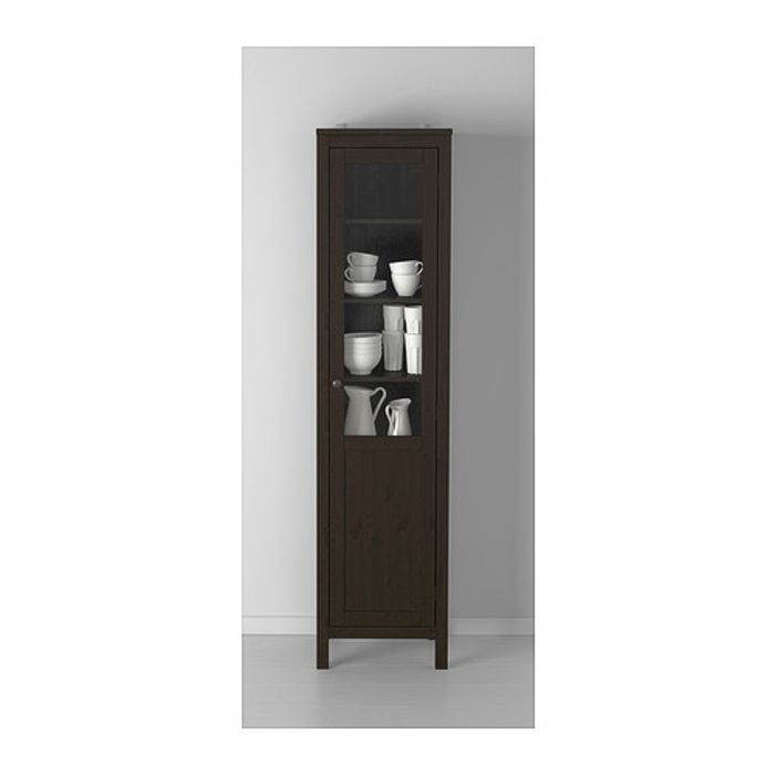 Шкаф с глухой/стеклянной дверцей, цвет черно-коричневый ХЕМНЭС