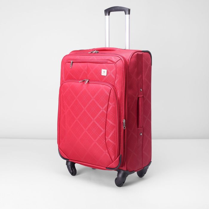 Чемодан средний с расширением 24", отдел на молнии, 2 наружных кармана, 4 колеса, цвет красный