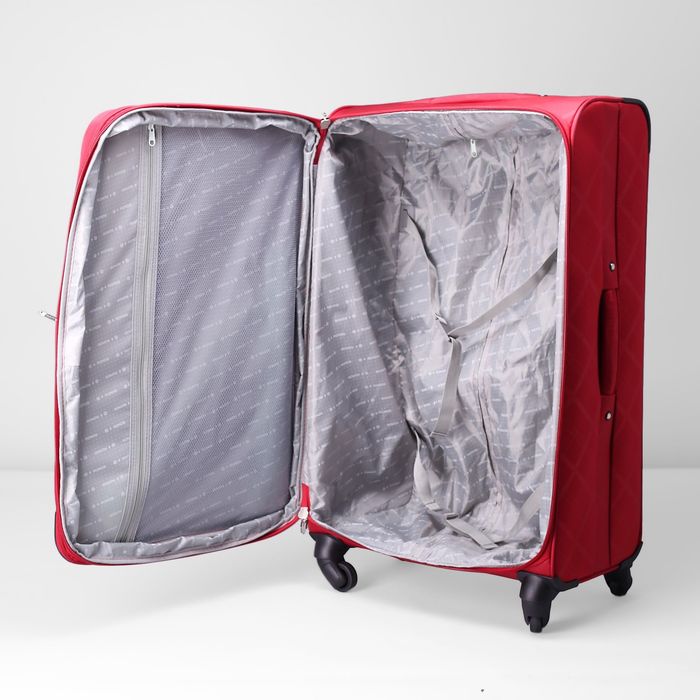 Чемодан большой 28", трансформер, 1 отдел на молнии, 2 наружных кармана, 4 колеса, цвет красный